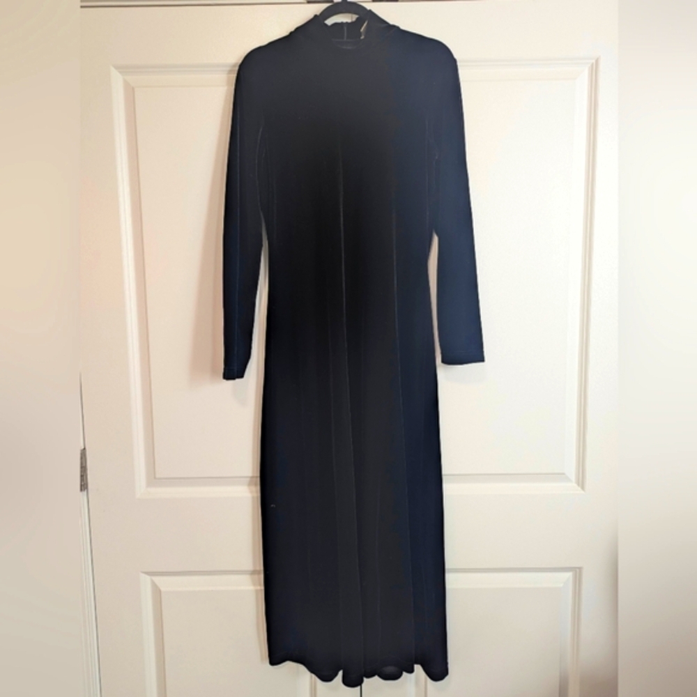 Express Blue Long Sleeve Mock Neck Sheath Dress
